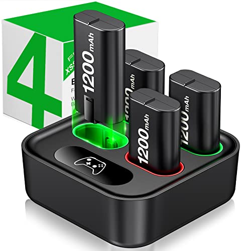 Charger for Xbox One Controller Battery Pack with 4 x 1200mAh USB Rechargeable Xbox One Battery Charger Station for Xbox Series X|S, Xbox One S/One X/One Elite Controllers-Accessories Kit for Xbox One