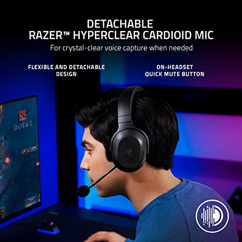 Razer Barracuda X Wireless Multi-Platform Gaming and Mobile Headset (2021 Model): 250g Ergonomic Design - Detachable HyperClear Mic - 20 Hr Battery - Compatible w/PC, PS5, Switch, & Android - Black