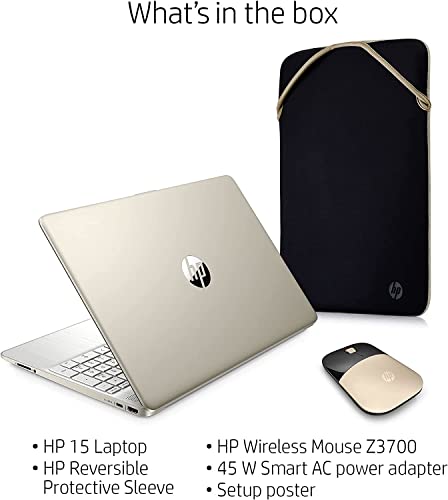 2022 Newest HP Pavilion 15.6" HD Laptop Computer, AMD Athlon Silver 3050U (Up to 3.2GHz), 8GB RAM, 256GB SSD, Webcam, USB-C, Fast Charger, Numpad, Wins 10 W/ 1 Year of Microsoft 365, Mouse, Sleeve