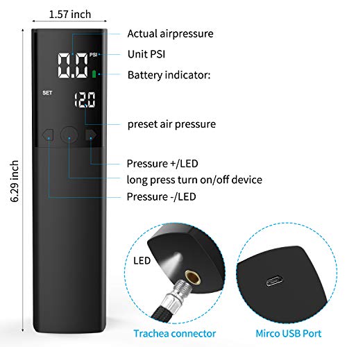 Electric Ball Pump, Smart Air Pump Portable Fast Ball Inflation with Precise Pressure Gauge and Digital LCD Display for Football Basketball Volleyball Football (2 Pin and 1 Spout)