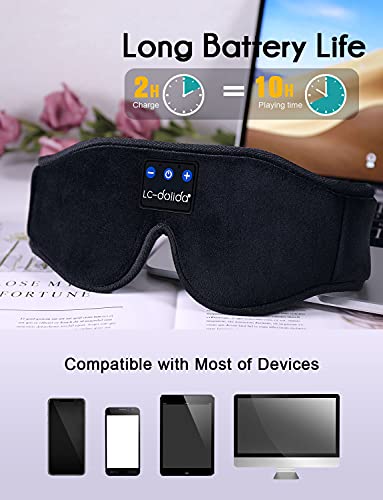 Sleep Headphones, LC-dolida Bluetooth Sleep Mask 3D Wireless Music Sleeping Eye Mask Sleeping Headphones for Side Sleepers Sleep Mask with Bluetooth Headphones Thin Stereo Speakers Gifts for Men Women