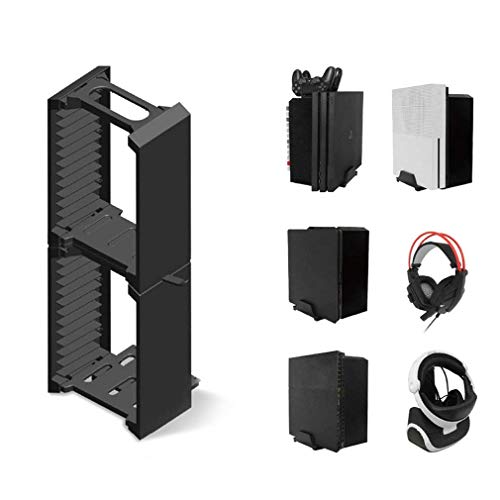 Skywin VR Headset & PS4 Game Holder Video Game Organizer - 24 CD Game Disk Tower, VR / Headset Hanger, and Vertical Stand for PSVR