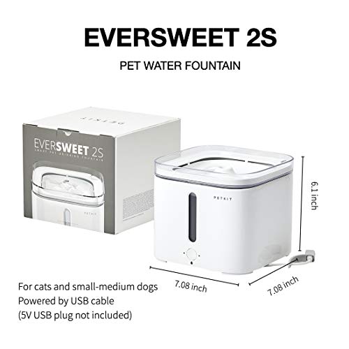 PETKIT Dog Cat Water Fountain,Automatic Pet Water Fountain with Anti-Dry Burning Pump, Smart/Normal Modes, Water Level Window, Ultra-Quiet, Quadruple Filtration Dog Water Dispenser -2L