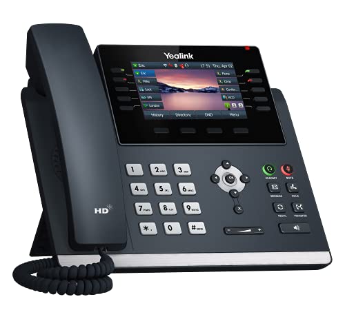 Yealink T46U IP Phone, 16 VoIP Accounts. 4.3-Inch Color Display. Dual USB 2.0, Dual-Port Gigabit Ethernet, 802.3af PoE, Power Adapter Not Included (SIP-T46U)