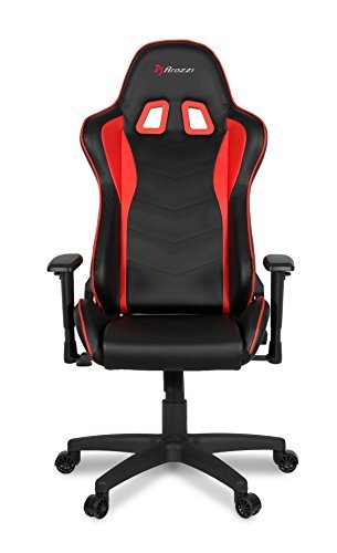 Arozzi - Forte PU Leather Ergonomic Computer Gaming/Office Chair with Recliner, Swivel, Tilt, Rocker, Adjustable Height and Adjustable Lumbar and Neck Support Pillows - Black - Red Accents