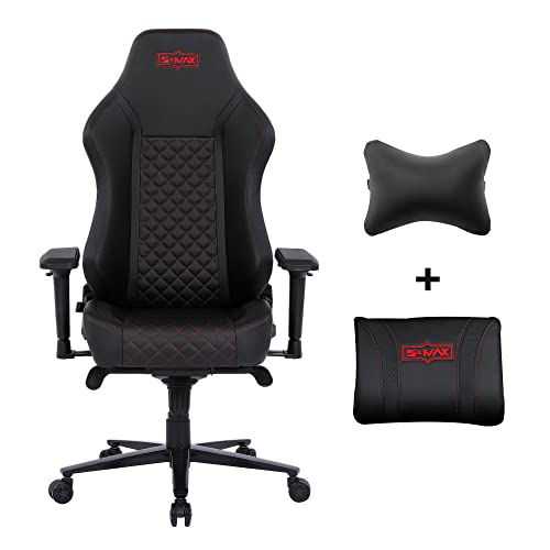 S*MAX Gaming Chair Big and Tall Full Mould Foam De Luxe Version Gamer Chair 4D Adjustable Armrests Premium Carbon Fiber Fabric and PU Leather Headrest Lumbar Support Video Game Chairs for Adults Black