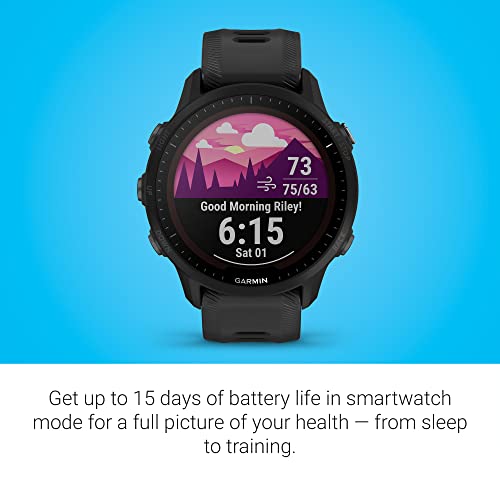 Garmin Forerunner® 955, GPS Running Smartwatch, Tailored to Triathletes, Long-Lasting Battery, Black