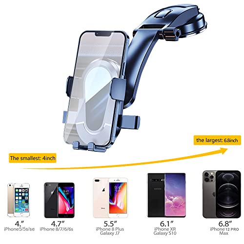 Car Phone Holder Mount,Dashboard Car Phone Holder Universal Sturdy Suction Cup Car Phone Mount,Compatible with iPhone13 Pro Max 12 11 X XS XR,Samsung Galaxy S21 S20 S10 All Smart Phone and Cars