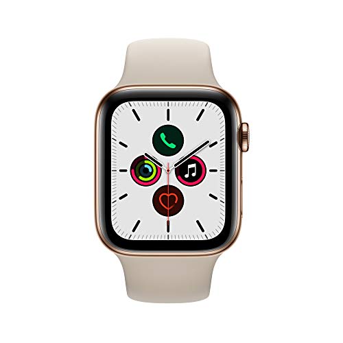 Apple Watch Series 5 (GPS + Cellular, 44mm) - Gold Stainless Steel Case with Stone Sport Band