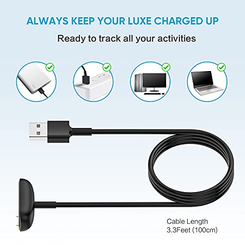 [2-Pack] Charger Cable for Fitbit Luxe/Charge 5, for Fitbit Luxe/Charge 5 Fitness Tracker, Replacement Charging Cable Cord Accessory for for Fitbit Luxe and Charge 5 (3.3 ft/1.6 ft)