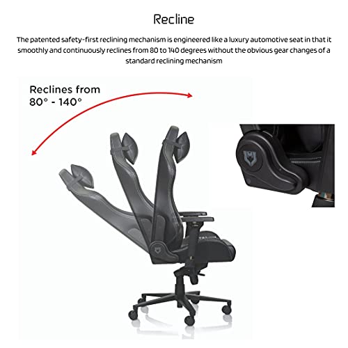 Luxe Ultra Max Gaming Chair and Desk Chair- Black Body with Black Side seat Panels and Gold Stitching