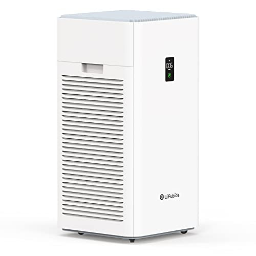 Lifubide Large Room Air Purifier, H13 True HEPA,3000 Sq.Ft Coverage,24dB For Bedroom, Removal To 0.1 Microns, PM2.5 Monitor, Pet Allergies、Smoke、Dust, Smart Air Purifier, Alexa and Google Control