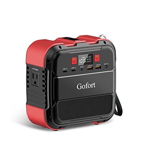 GOFORT 120W Portable Power Station 98Wh Solar Generator Peak 240W, 110V AC Outlets, Portable Power Bank with LED Light/DC/USB QC3.0 for Charging Laptop Phone Essential Tablet On-the-go Camping RV