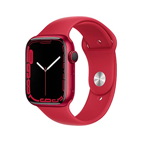 Apple Watch Series 7 [GPS 45mm] Smart Watch w/ (Product) RED Aluminum Case with (Product) RED Sport Band. Fitness Tracker, Blood Oxygen & ECG Apps, Always-On Retina Display, Water Resistant