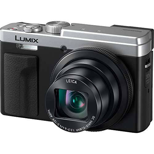 Panasonic Lumix DCZS80 Digital Camera (Silver) (DC-ZS80S) - Bundle - with 128GB Memory Card + DMW-BLE9 Battery + 12 Inch Flexible Tripod + Camera Bag + Cleaning Set + USB Card Reader