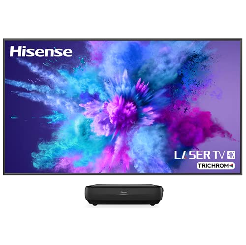 Hisense 100L9G Laser TV Triple-Laser Ultra Short Throw Projector with 100" ALR Screen, 4K UHD, 3000 Lumens, Dolby Vision, Android TV - Black