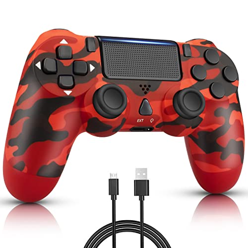 OUBANG Remote Work with PS4 Controller, Red Camo Gamepad Compatible with Playstation 4 Controllers, Wireless Game Control for PS4 Controller Pro, Pa4 Controller for Playstation 4 Slim Camouflage Gift