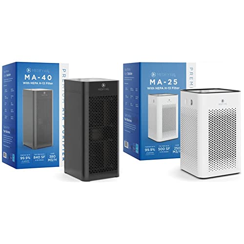 Medify Air MA-40 Air Purifier, 1-Pack, Black & MA-25 Air Purifier, 1-Pack, White