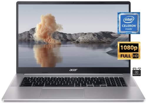 2022 Flagship Acer Chromebook Light Laptop, 17.3" FHD 1080p Widescreen, Intel Celeron N4500 (Upto 2.8GHz), 4GB RAM, 64GB eMMC, Webcam, UHD Graphic, WiFi 6,10+ Hours Battery,Chrome OS +HubxcelAccessory