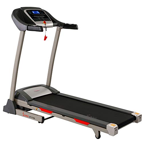 Sunny Health & Fitness Portable Treadmill with Auto Incline, LCD, Smart APP and Shock Absorber - SF-T7705