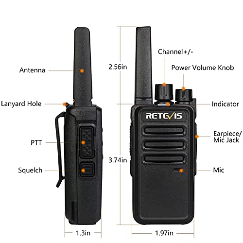 Retevis RT68 Walkie Talkies with Earpiece, Portable FRS Two-Way Radios Rechargeable, with 6 Way Multi Unit Charger, Hands Free, Long Range, Rugged 2 Way Radios 6 Pack for Adults School Manufacturing