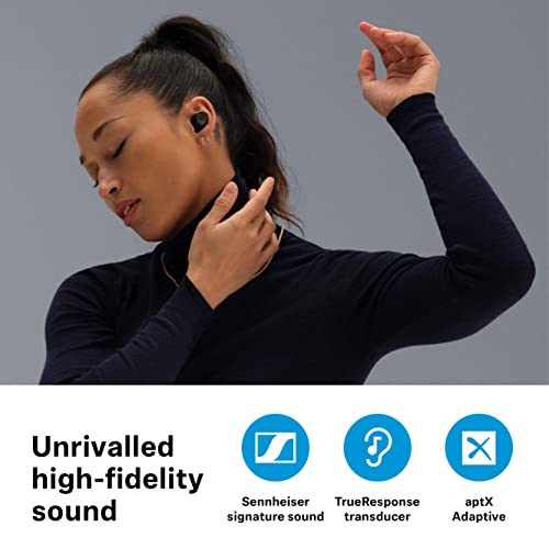 Sennheiser MOMENTUM True Wireless 3 Earbuds -Bluetooth in-Ear Headphones for Music & Calls with Adaptive Noise Cancellation, IPX4, Qi Charging 28-Hour Battery Life, Graphite, 700074