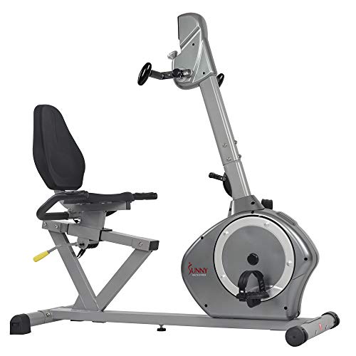 Sunny Health & Fitness Recumbent Bike SF-RB4631 with Arm Exerciser, 350lb,Gray