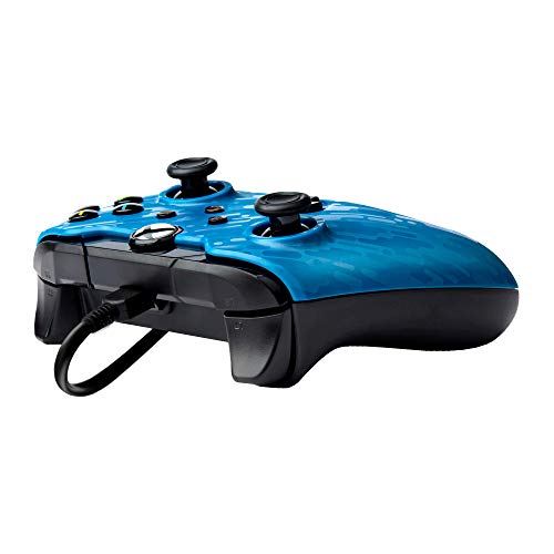 PDP Wired Game Controller - Xbox Series X|S, Xbox One, PC/Laptop Windows 10, Steam Gaming Controller - Perfect for FPS Games - Dual Vibration Videogame Gamepad - Blue Camo / Camouflage