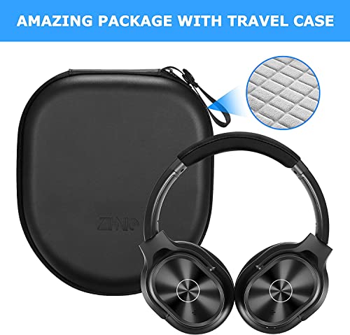 ZIHNIC Active Noise Cancelling Headphones, 40H Playtime Wireless Bluetooth Headset with Deep Bass Hi-Fi Stereo Sound,Comfortable Earpads for Travel/Home/Office (Black)