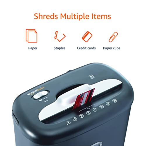 Amazon Basics Cross Cut Paper Shredder and Credit Card Shredder with 4.1 Gallon Bin, 8 Sheet Capacity