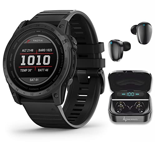 Garmin tactix 7 GPS Tactical Smartwatch with Wearable4U Bundle (tactix 7 Standard, Black Earbuds)