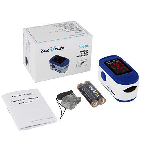 Zacurate 500BL Fingertip Pulse Oximeter Blood Oxygen Saturation Monitor with Batteries and Lanyard Included (Navy Blue)