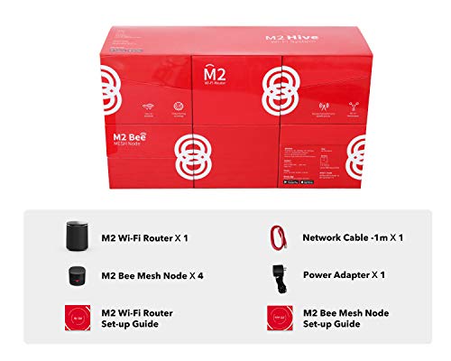 Mercku WiFi Router for Wireless Internet & Mesh Wi-Fi System 5 Pack up to 5,000 Sq. Ft. Wi-Fi Mesh Network System - M2 Hive App/Website Control Can Add More M2 Routers