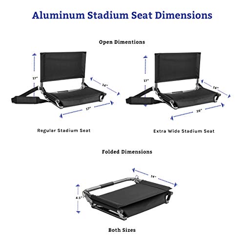 Cascade Mountain Tech Stadium Seat - Lightweight, Portable Folding Chair for Bleachers and Benches - Navy, 17"