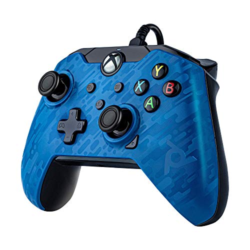 PDP Wired Game Controller - Xbox Series X|S, Xbox One, PC/Laptop Windows 10, Steam Gaming Controller - Perfect for FPS Games - Dual Vibration Videogame Gamepad - Blue Camo / Camouflage