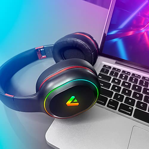 Wireless Gaming Headset for PS4 PS5 PC Nintendo Switch, 2.4GHz Bluetooth Gaming Headphones with Detachable Noise Canceling Microphone Black