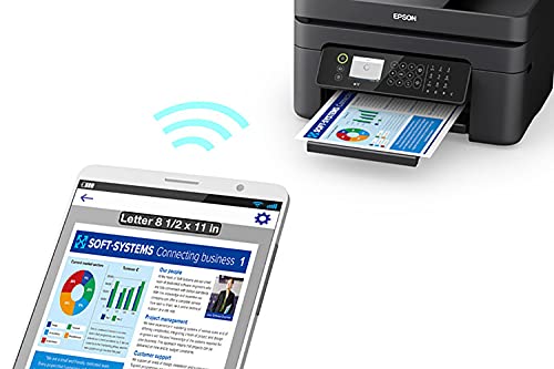 Epson Workforce WF-2850 All-in-One Wireless Color Inkjet Printer, Black - Print Scan Copy Fax - 10 ppm, 5760 x 1440 dpi, Auto 2-Sided Printing, 30-Sheet ADF, Voice-Activated, Vertluna Printer_Cable