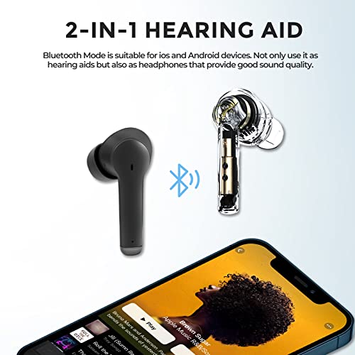 Bluetooth Rechargeable TWS Hearing Aids for Seniors Adults, Sound Amplifiers Device for Feedback Reduction Noise Cancelling 1 Pair