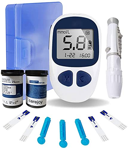 Electronic Glucose Meter Kit, Blood Glucose Monitor Digital Glucometer Handheld Diabetes Test Meter Kit with Free 50 Test Strips, Lancets