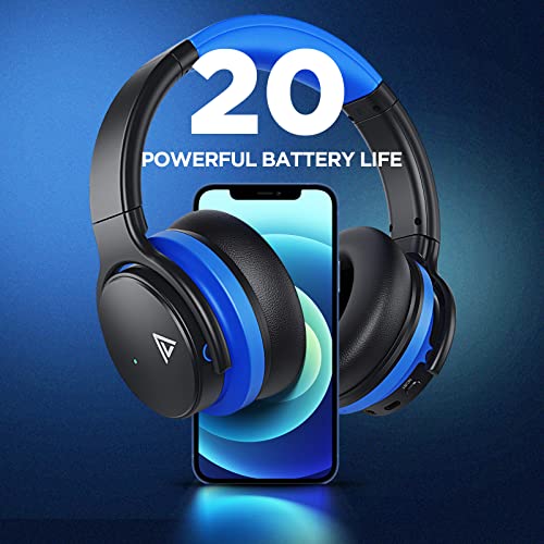 PurelySound E7 Active Noise Cancelling Headphones, Wireless Over Ear Bluetooth Headphones, 20H Playtime, Rich Deep Bass, Comfortable Memory Foam Ear Cups for Travel, Home Office - Black