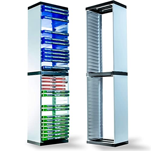 PS5 Game Storage Tower – Universal Games Storage Tower – Stores 36 Game or Blu-Ray Disks – Game Holder Rack for PS4, PS5, Xbox One, Xbox Series X/S, Nintendo Switch Games and Blu-Ray Disks