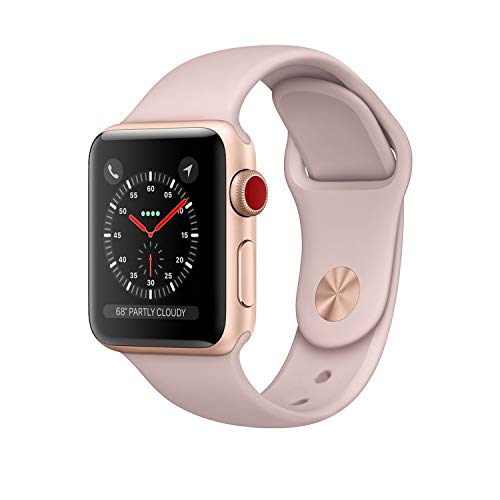 Apple Watch Series 3 (GPS + Cellular, 38MM) - Gold Aluminum Case with Pink Sand Sport Band (Renewed) - AOP3 EVERY THING TECH 