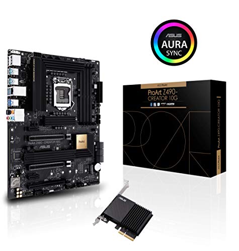 ASUS ProArt Z490-CREATOR 10G Intel® Z490 LGA 1200 ATX Content Creation Motherboard (12+2 Power Stages, DDR4 4600, 10G LAN Card, 2.5G Intel LAN, Thunderbolt™ 3 Type-C, M.2, USB 3.2 Gen 2)