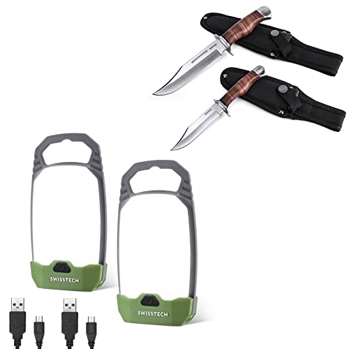 Swiss+Tech Fixed Blade Knife+2 Pack LED Camping Lantern