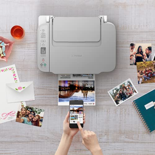 Canon Wireless Inkjet All-in-One Printer with LCD Screen Print Scan and Copy, Built-in WiFi Wireless Printing from Android, Laptop, Tablet, and Smartphone with 6 Ft NeeGo Printer Cable - White