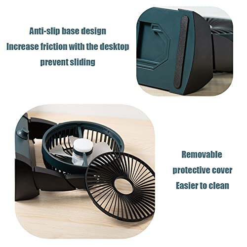 LIHUACHEN Rechargeable Portable Fan, 4000mAh Battery Operated Powered Fan, Outdoor Camping Fan with Light & Hook, Personal USB Desk Fan, for Bedroom, Table, Home, Office, Tent, Travel (GREEN)