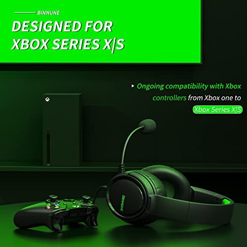 BINNUNE Gaming Headset with Mic for Xbox Series X|S Xbox One PS4 PS5 PC Switch, Wired Stereo Gamer Headphones with Microphone Xbox 1 Playstation 4|5