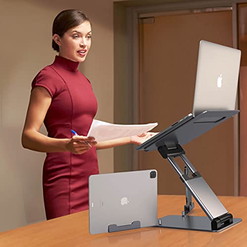 Ergonomic Laptop Stand for Desk, Adjustable Height up to 20", Laptop Riser Computer Pulpit Stand for Laptop, Portable Laptop Stands, Fits MacBook, Laptops 10 15 17 inches Laptop Holder and Laptop Desk