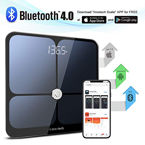 Innotech Smart Bluetooth Body Fat Scale Digital Bathroom Weight Weighing Scales Body Composition BMI Analyzer & Health Monitor with Free APP, Compatible with Fitbit, Apple Health & Google Fit