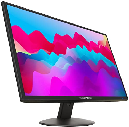 Sceptre 22 inch 75Hz 1080P LED Monitor 99% sRGB HDMI X2 VGA Build-In Speakers, Machine Black (E225W-19203R series)